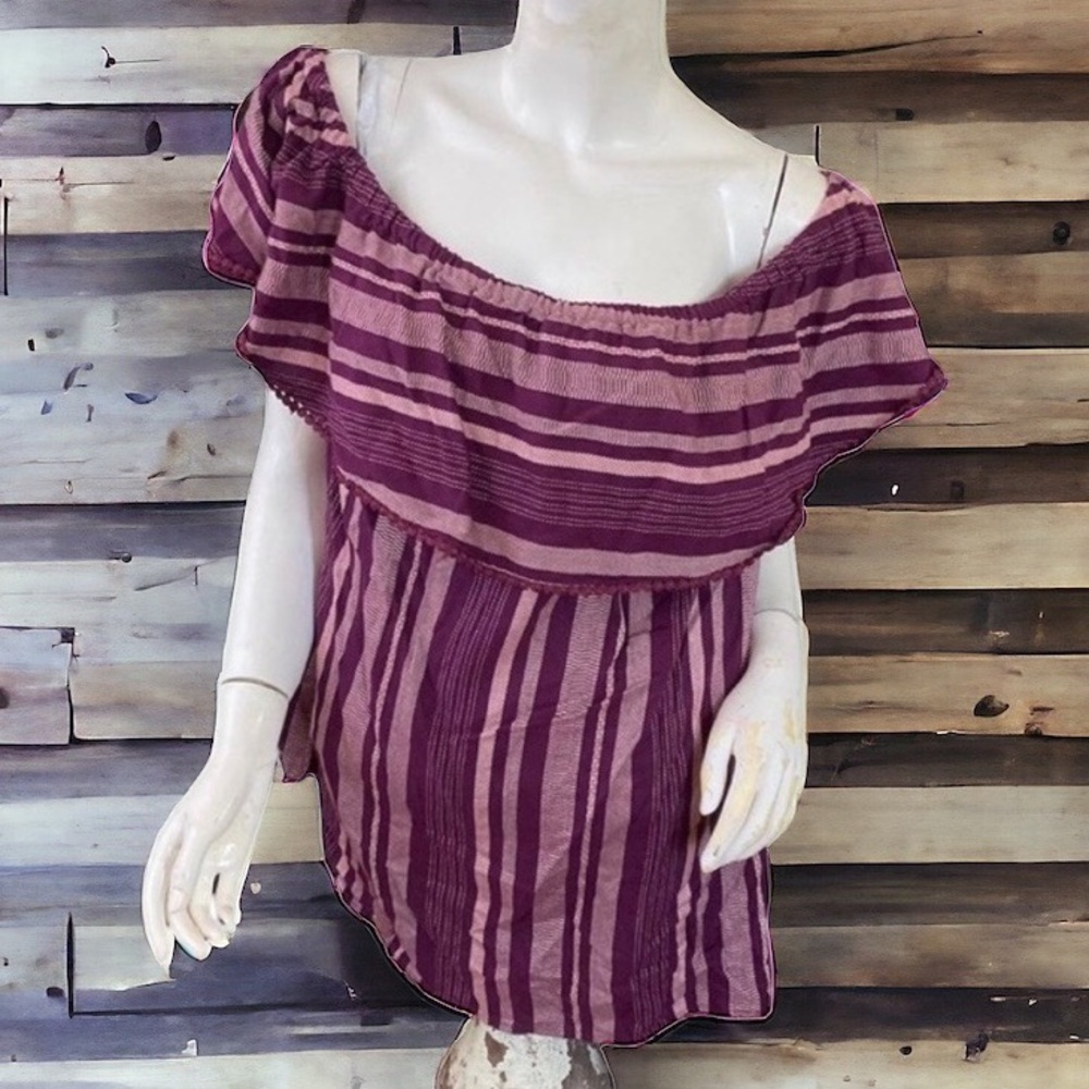 🤑10/$100 Lane Bryant Plum Purple Boho Chic Bohemian Flowy Top Blouse 14/16